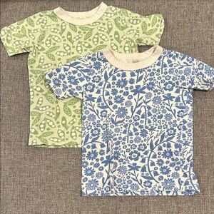 Winter Water Factory Blue Floral and Green Pea Kids Tees, size 3T